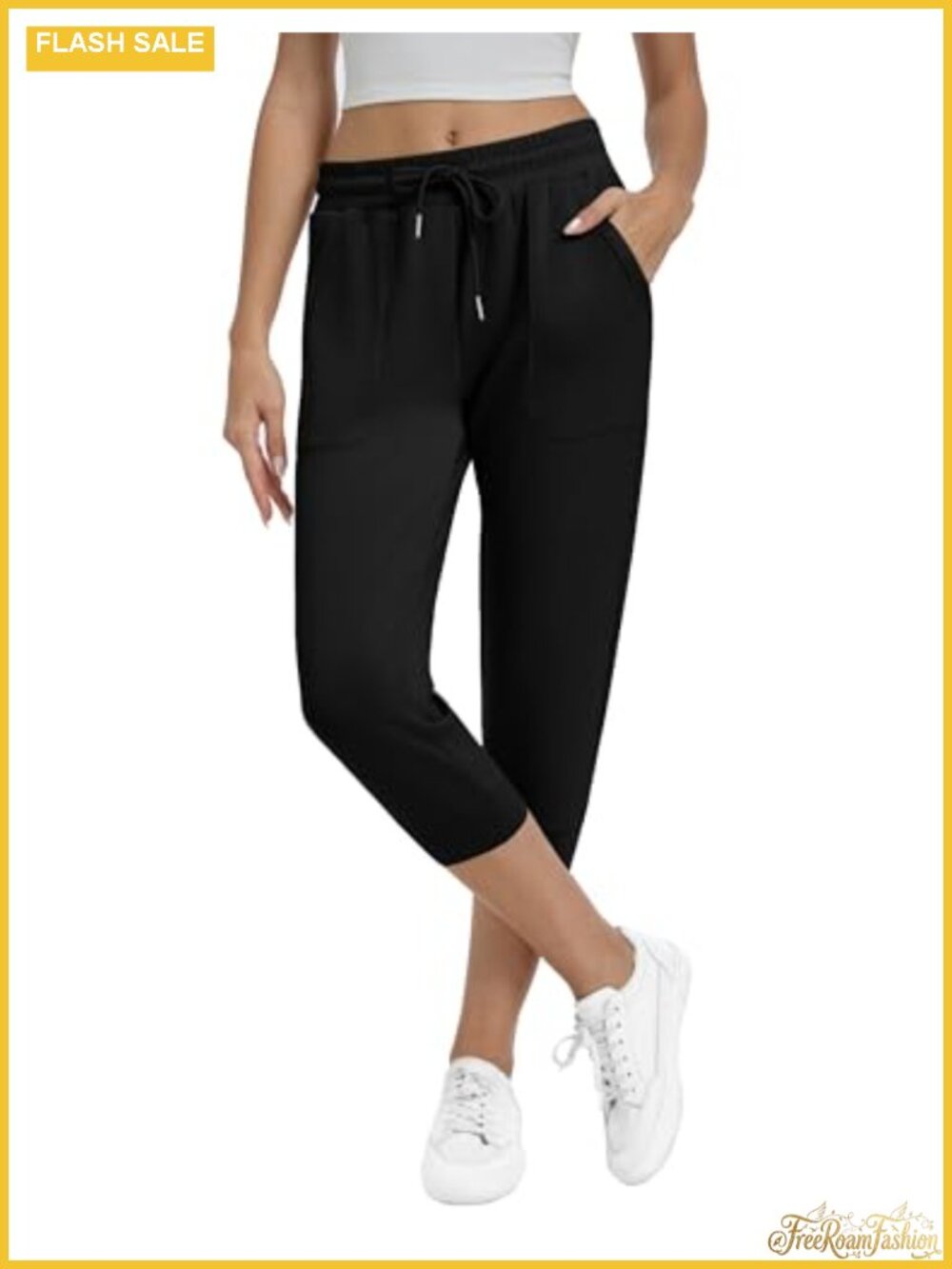 Women's Scuba Capri Joggers Wide Leg High Waisted Sweatpants